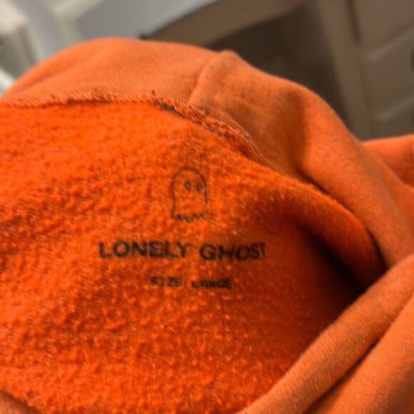 Lonely Ghost Mens Orange Text Me When You Get Home Pullover Hoodie Size Large - Picture 7 of 7
